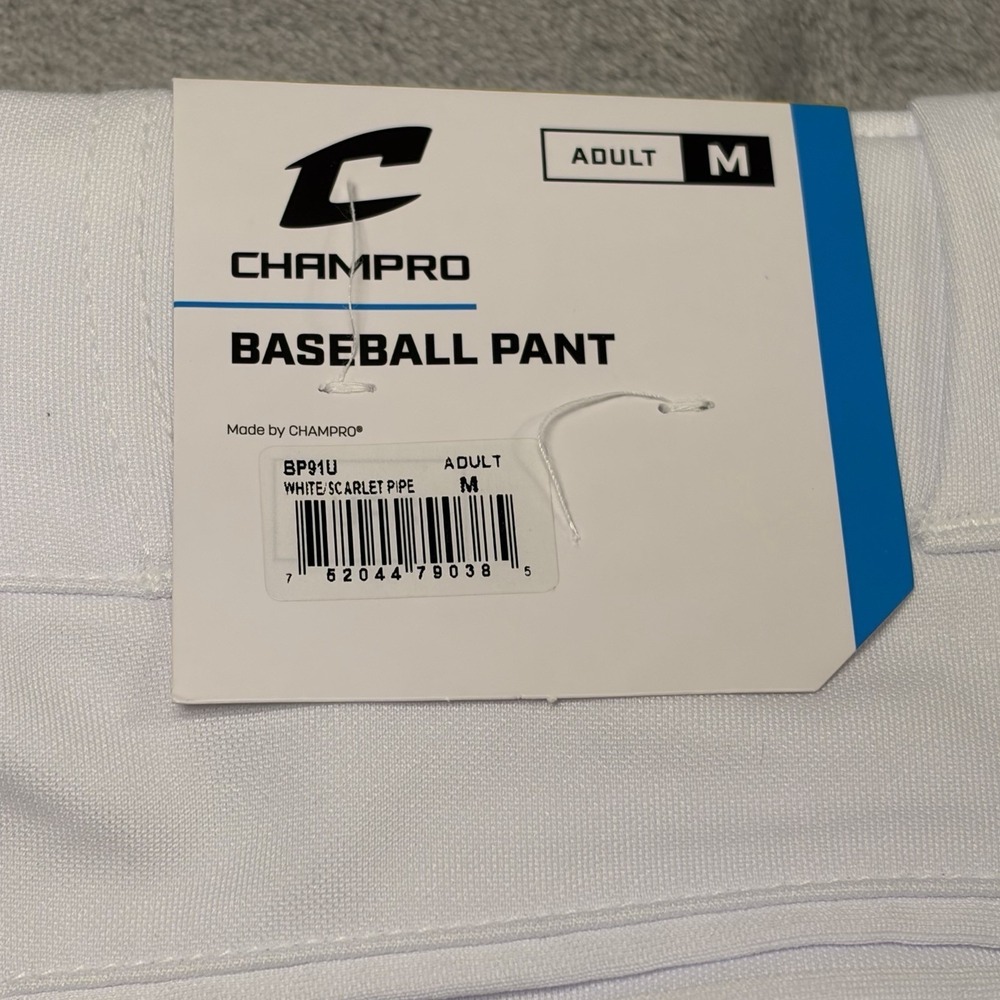 Champro Triple Crown Baseball Pants Adjustable Red Piped Open Bottom Mens Medium - Picture 3 of 5